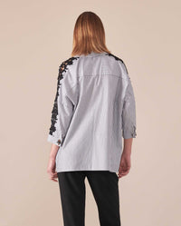 Chemise Ludivine à manches 3/4 en dentelle - Black & White