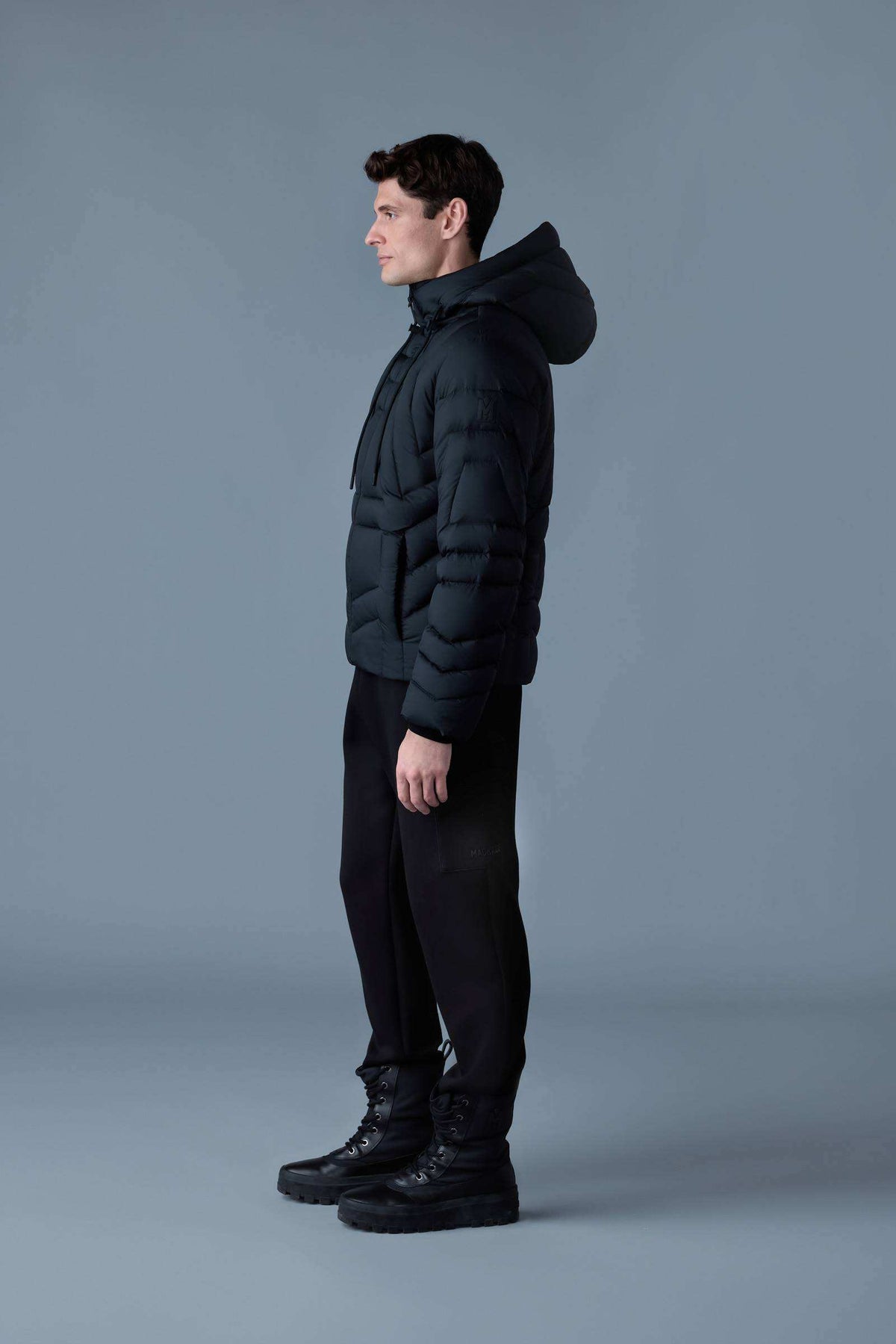 Black Men's Hooded Down Jacket