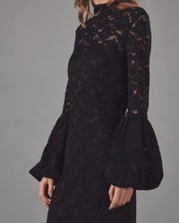 Robe Lully en dentelle à manches ballons - Black
