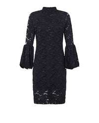 Robe Lully en dentelle à manches ballons - Black