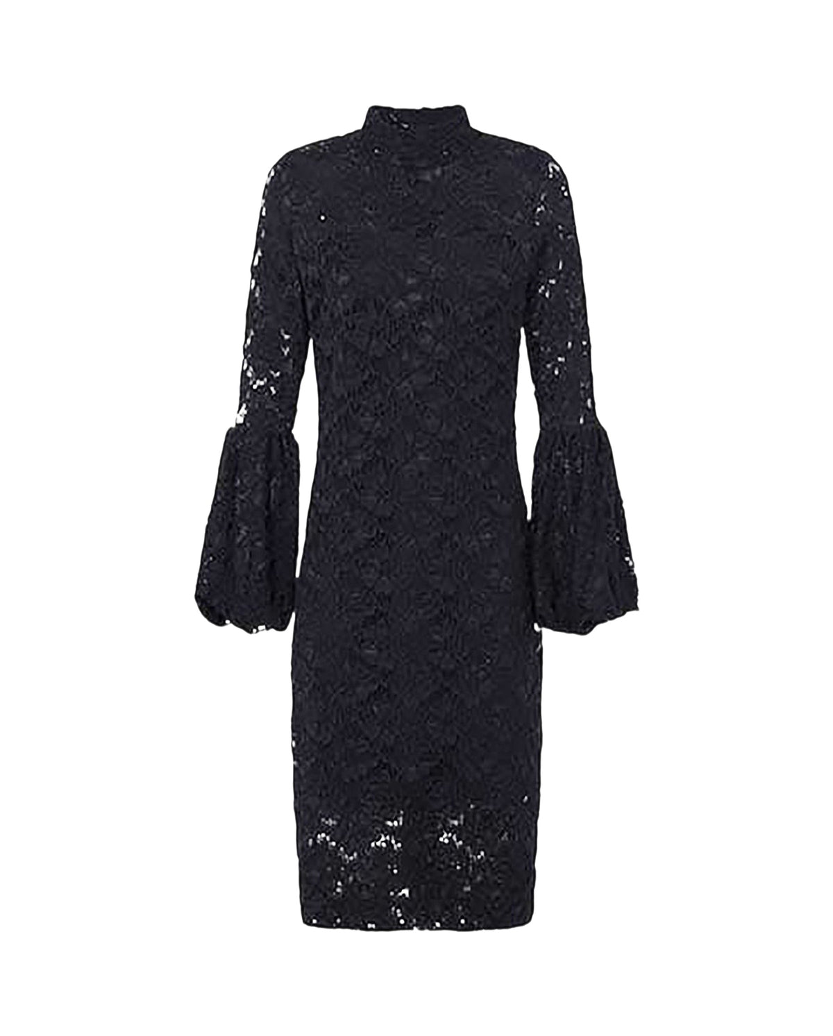Robe Lully en dentelle à manches ballons - Noir