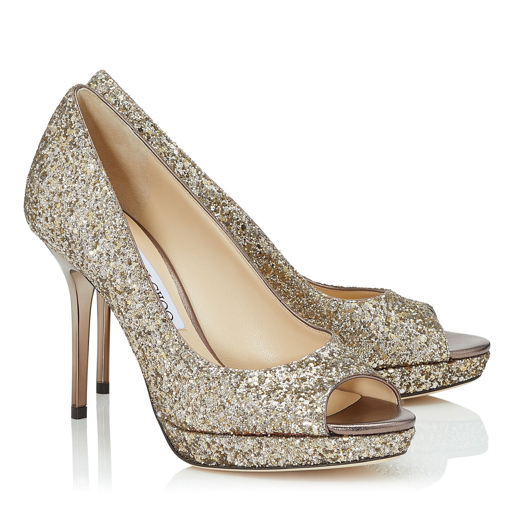 Escarpins Luna 100 à paillettes - Antique Gold