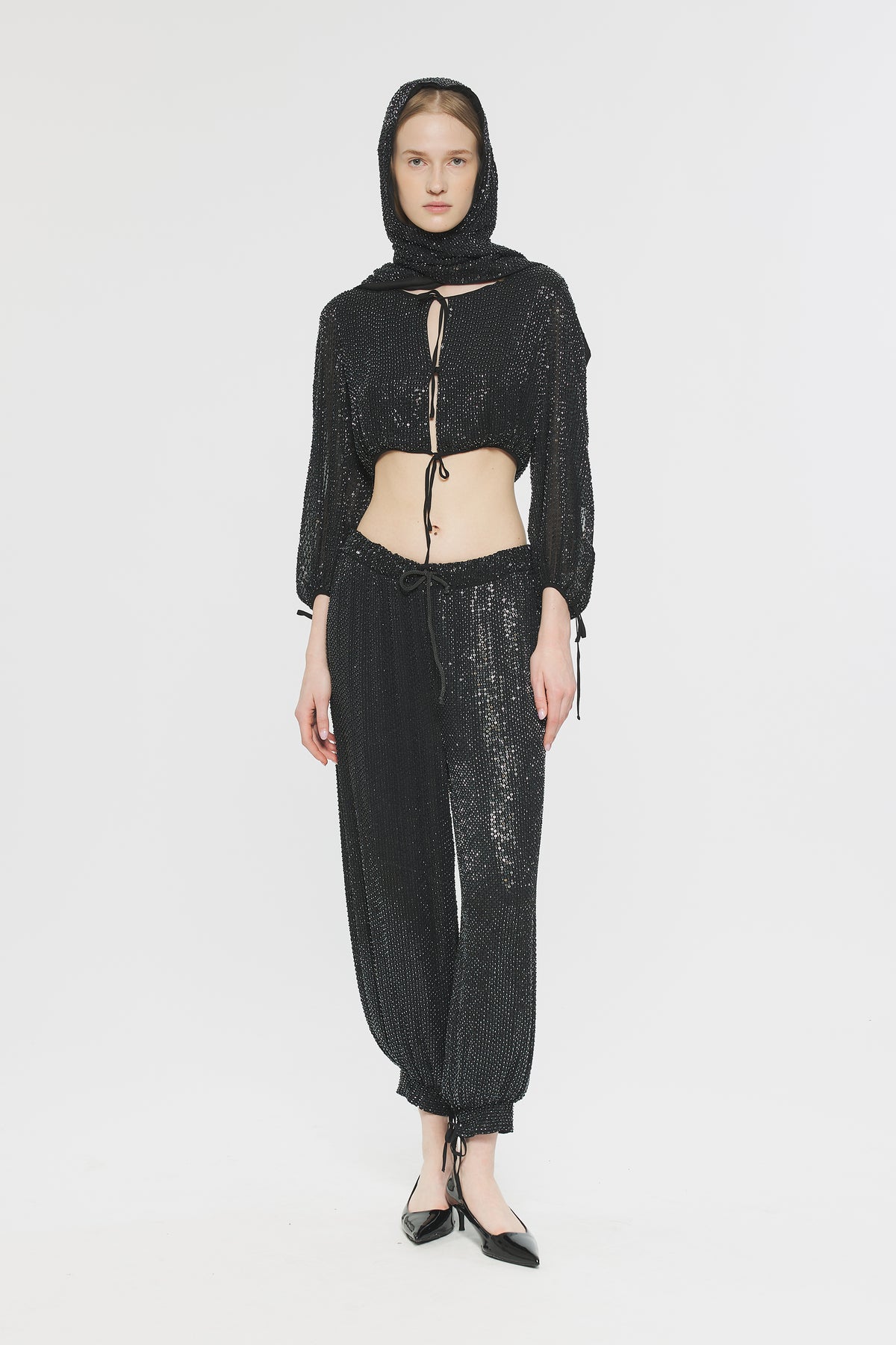 Crop top à sequins Lune - Black