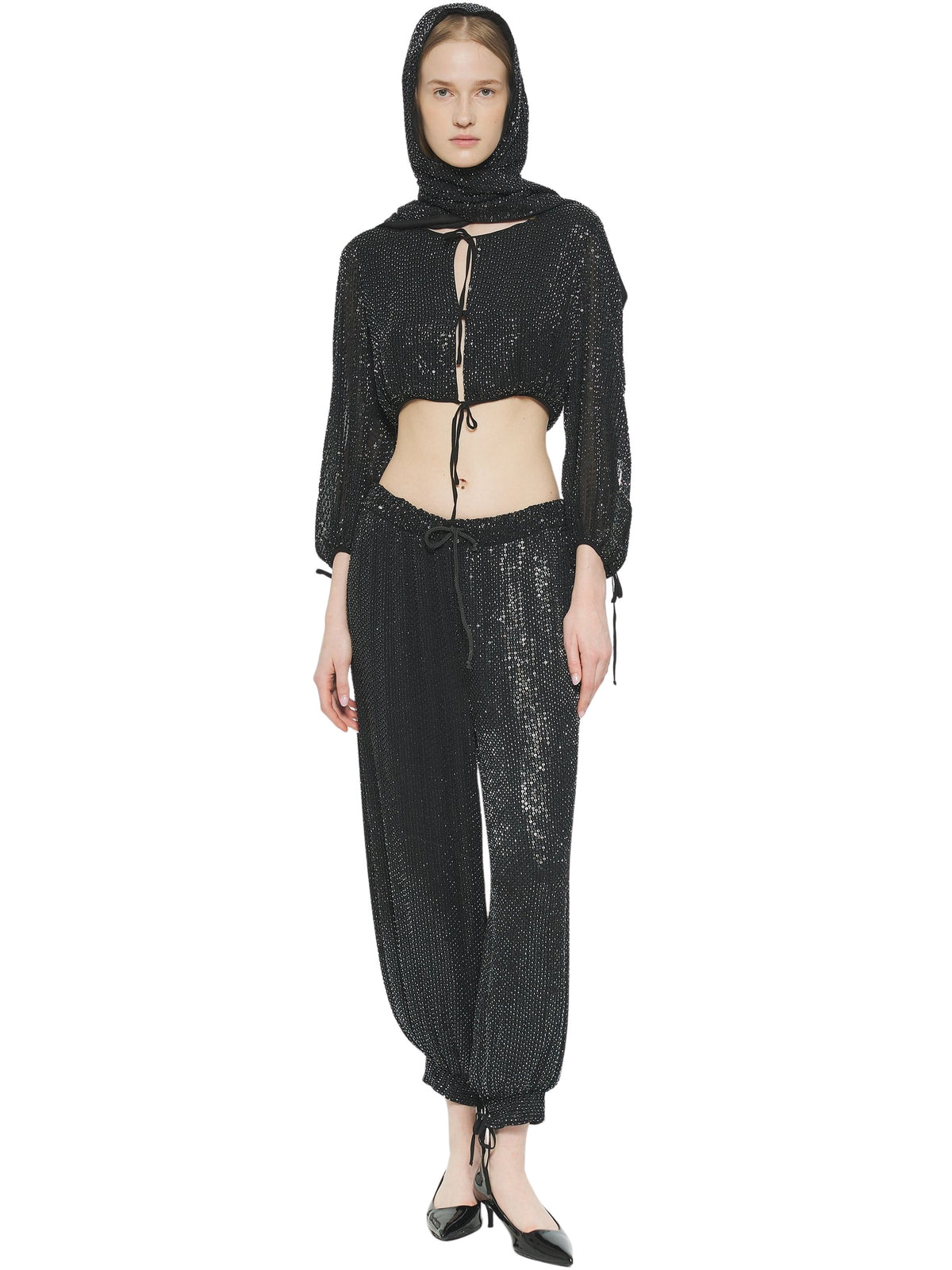 Crop top à sequins Lune - Black