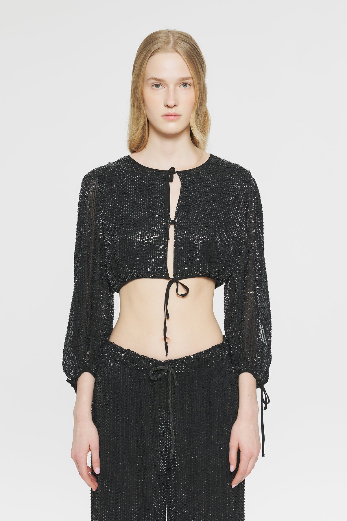 Crop top à sequins Lune - Black