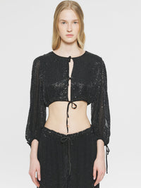Crop top à sequins Lune - Black