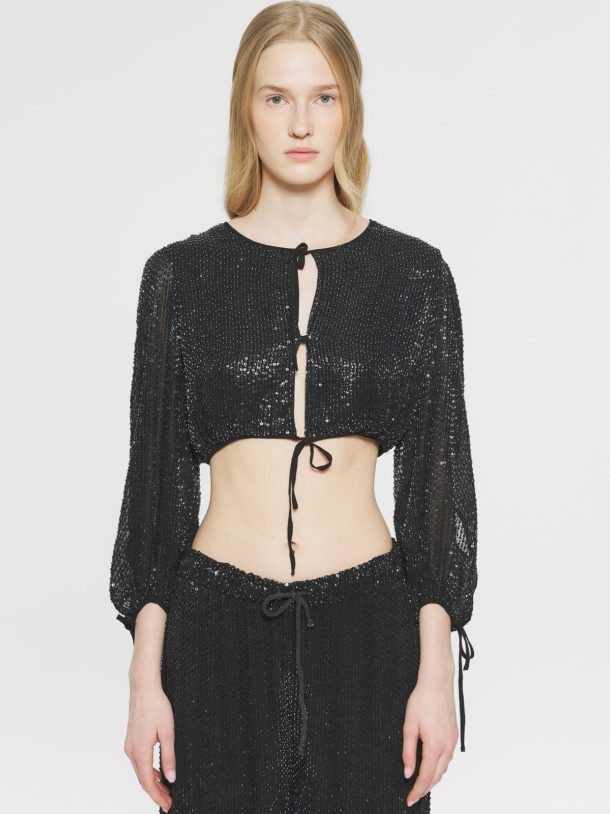 Crop top à sequins Lune - Black