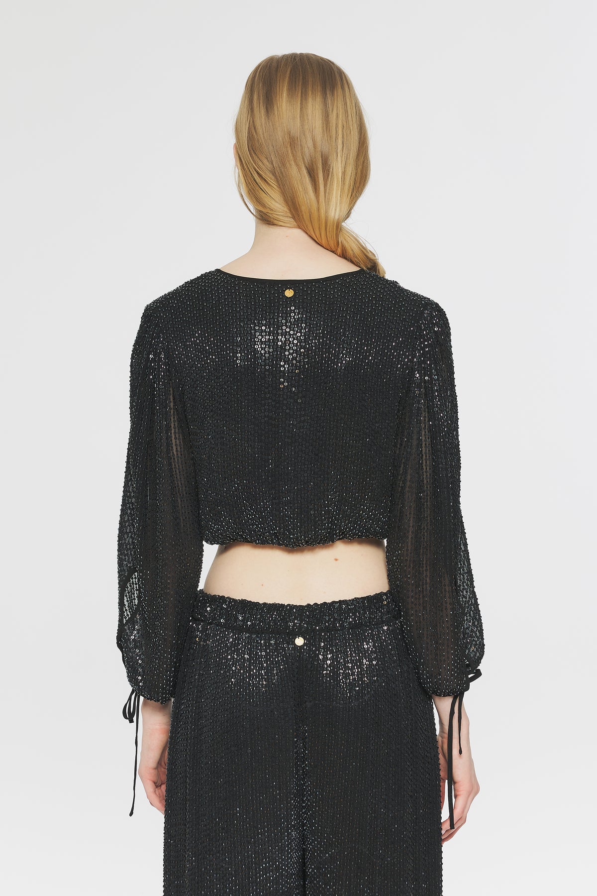 Crop top à sequins Lune - Black