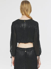 Crop top à sequins Lune - Black