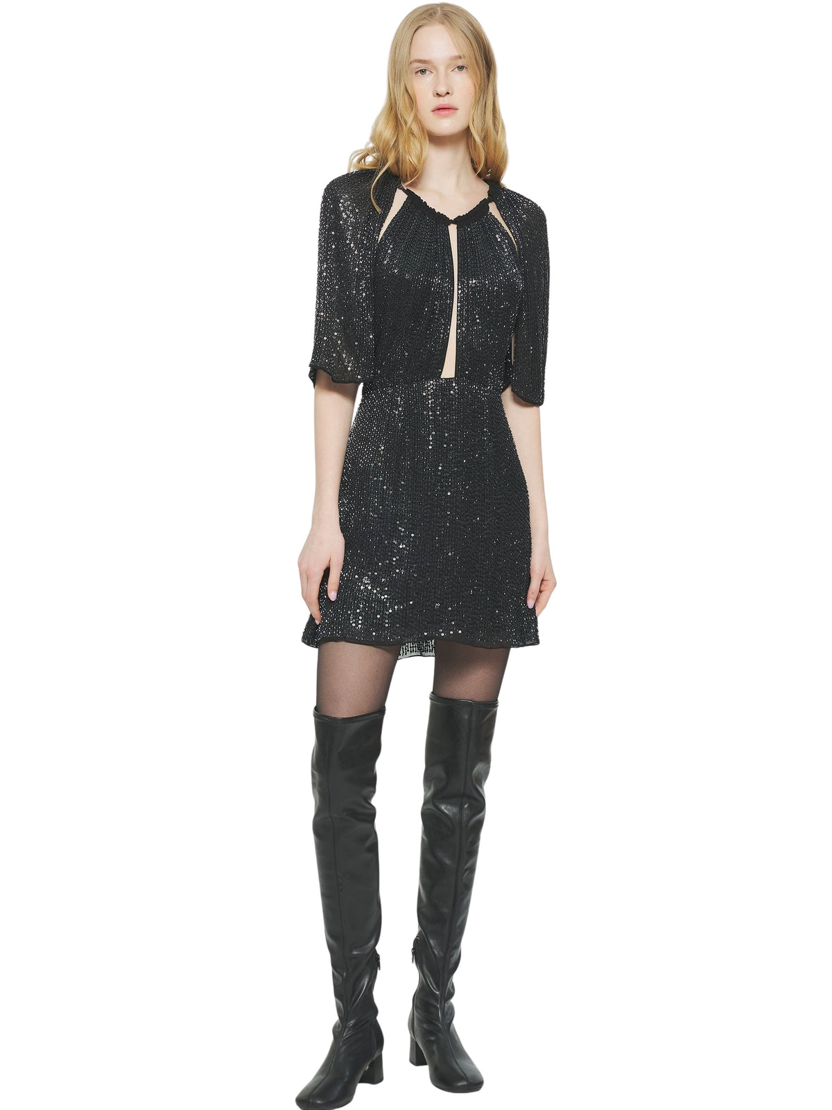 Robe courte à sequins Lune - Black