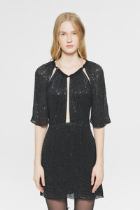 Robe courte à sequins Lune - Black