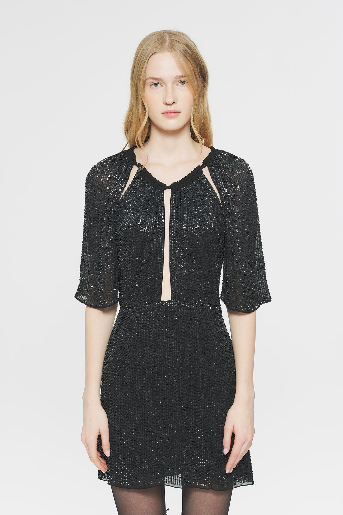 Robe courte à sequins Lune - Black