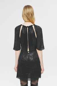 Robe courte à sequins Lune - Black