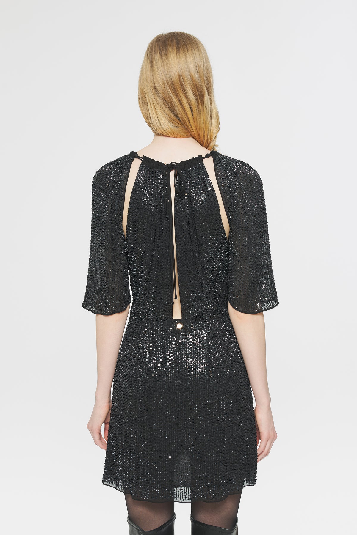 Robe courte à sequins Lune - Black