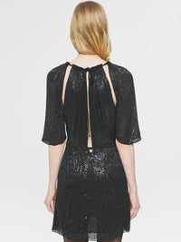 Robe courte à sequins Lune - Black