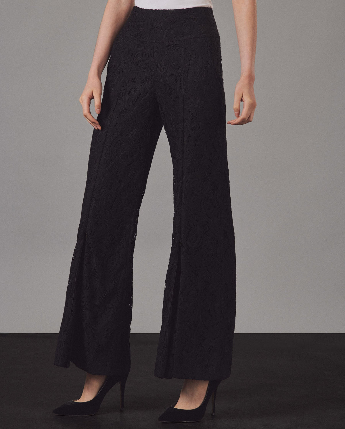 Pantalon large Lunea à dentelle - Black