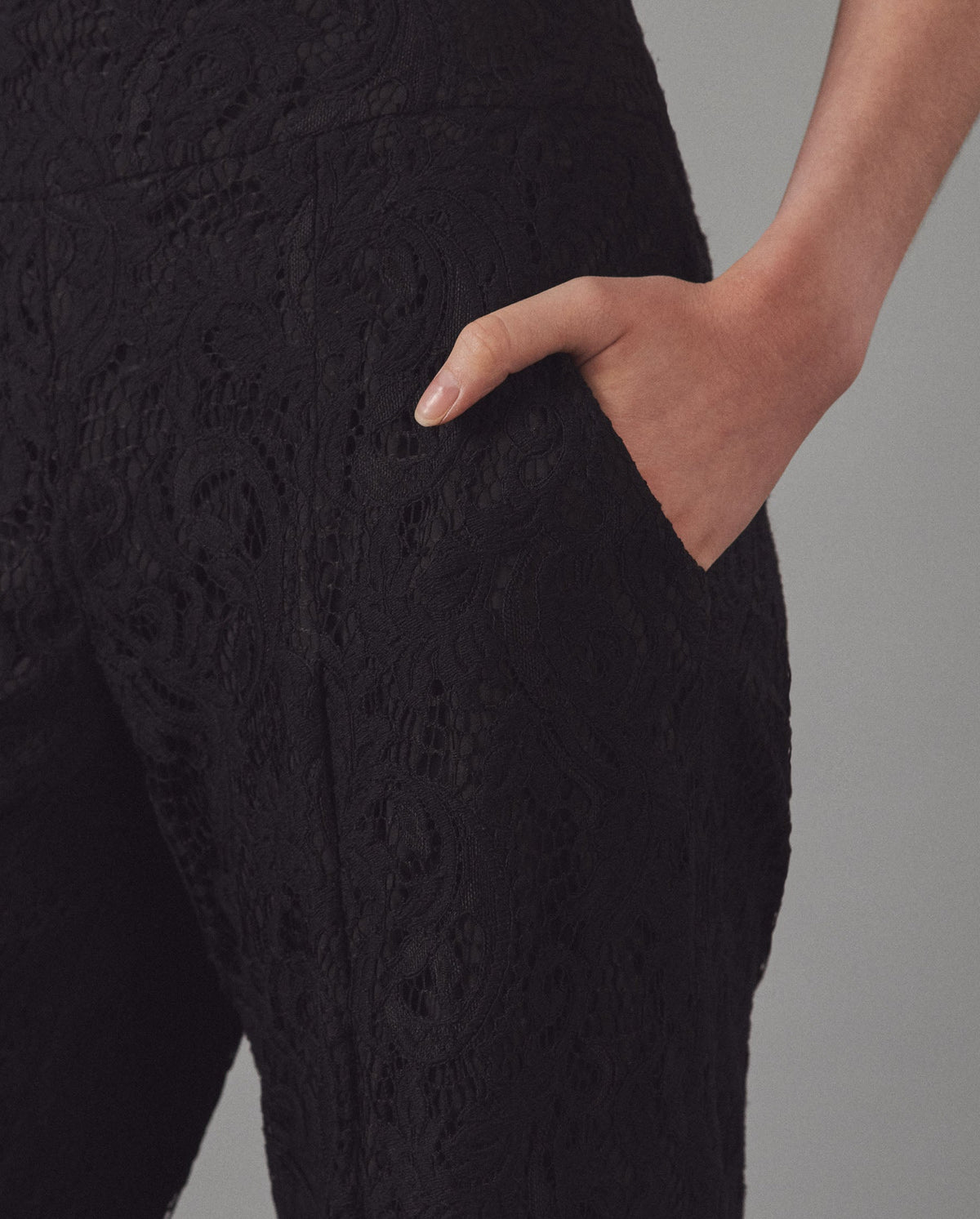 Pantalon large Lunea à dentelle - Black