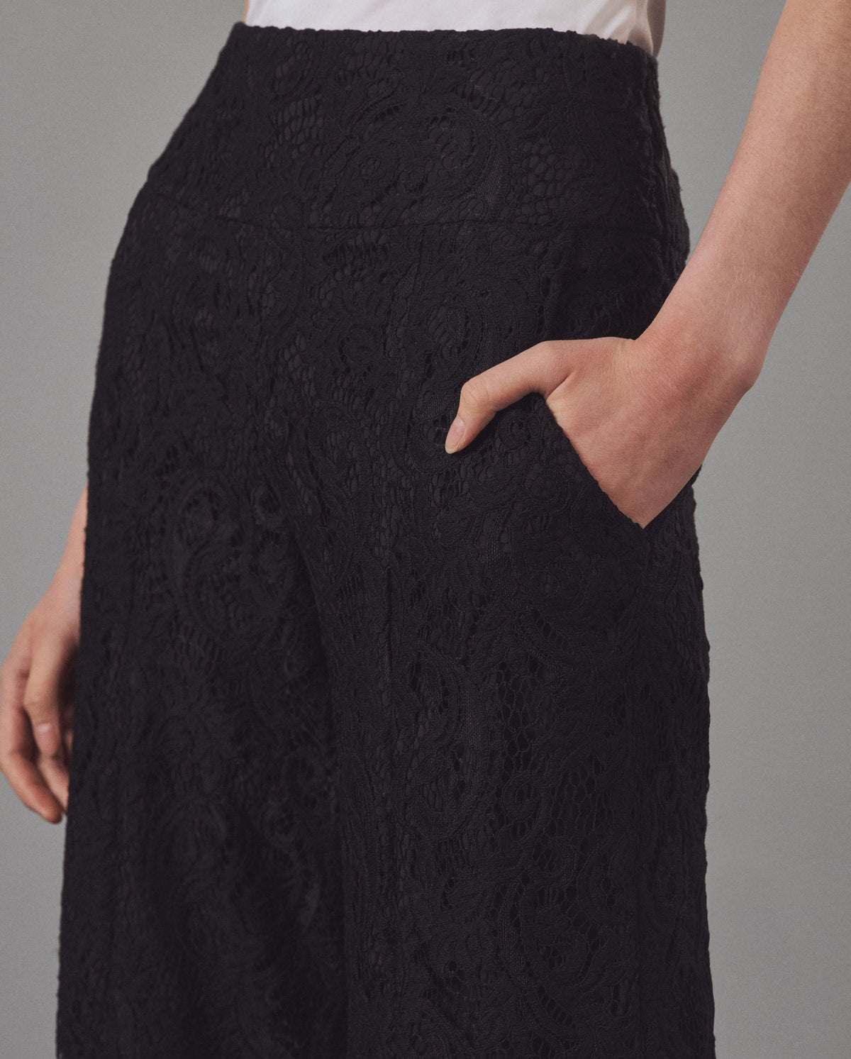 Pantalon large Lunea à dentelle - Black