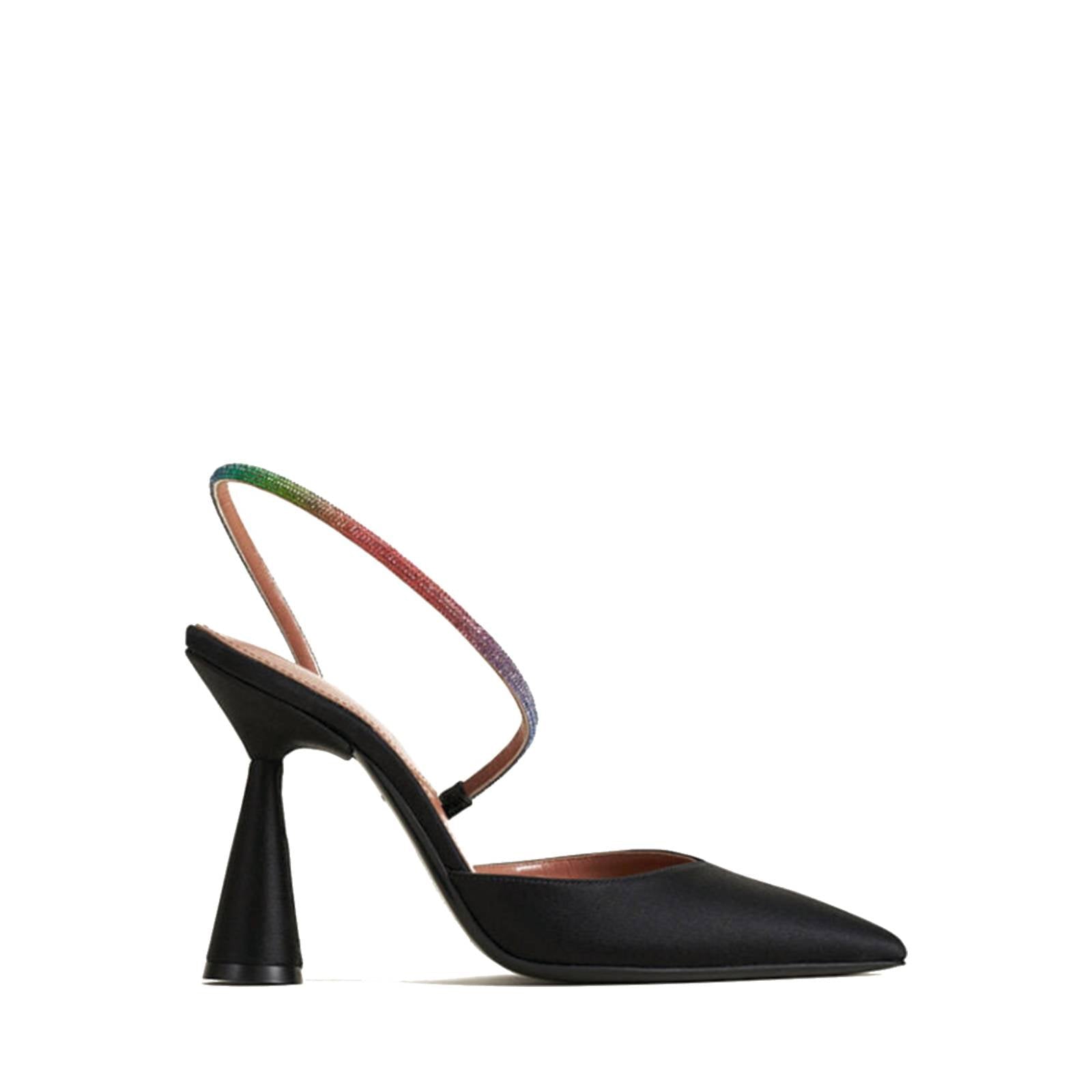 Saturn 90 Slingback - Black satin