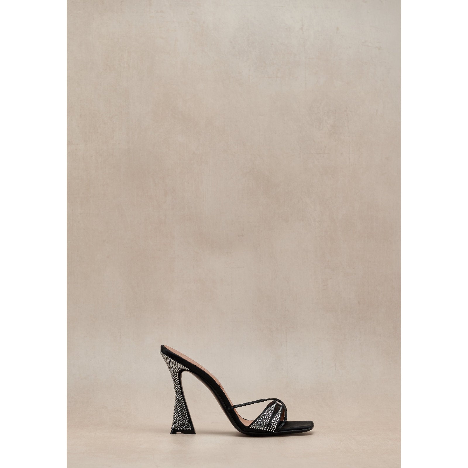Lust 100 Mules - Black crystal satin