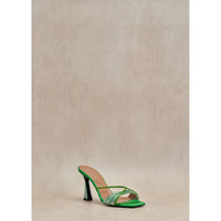 Mules Lust 85 - Green satin
