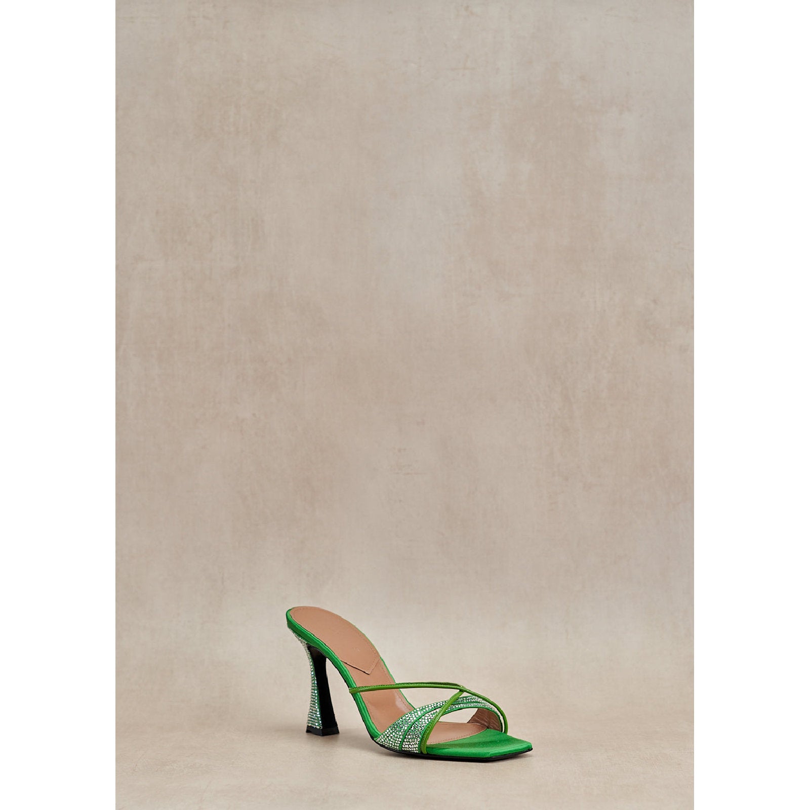 Mules Lust 85 - Green satin