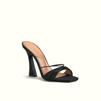 Lust 100 mules - Black satin