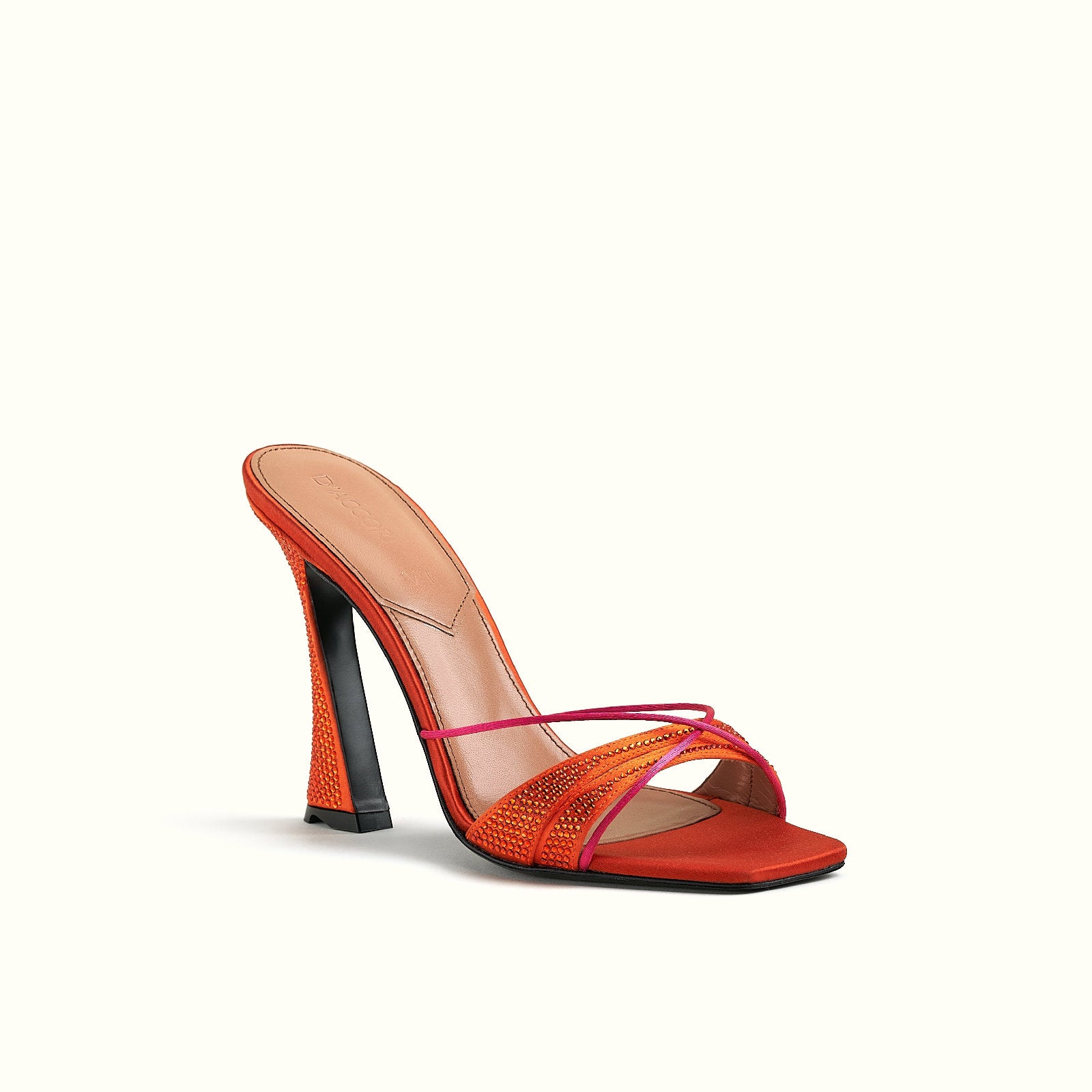 Lust 100 mules - Crystal orange satin