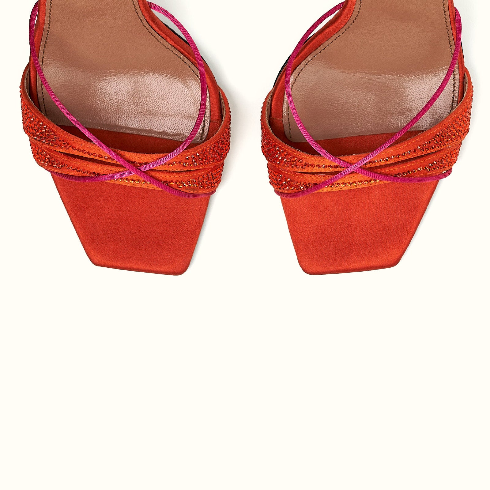Lust 100 mules - Crystal orange satin