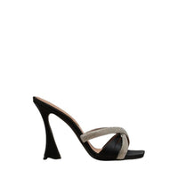 Lust 100 Mules - Black crystal satin
