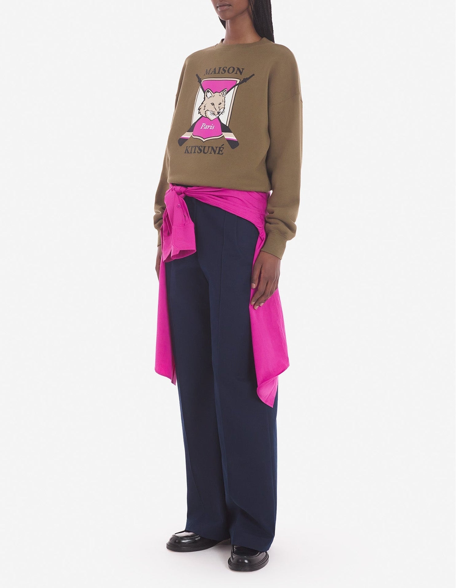 Long-sleeved sweatshirt with print - Khaki