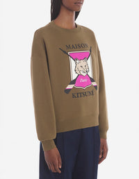 Long-sleeved sweatshirt with print - Khaki