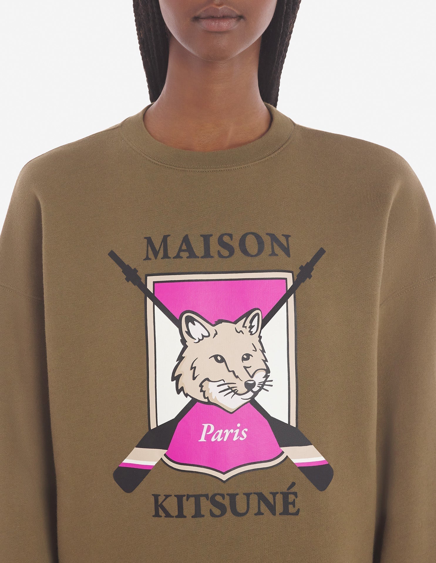 Sweatshirt à manches longues avec impression - Khaki