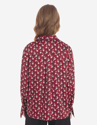 Chemise boxy à rayures florales - Pecan Cherry Floral