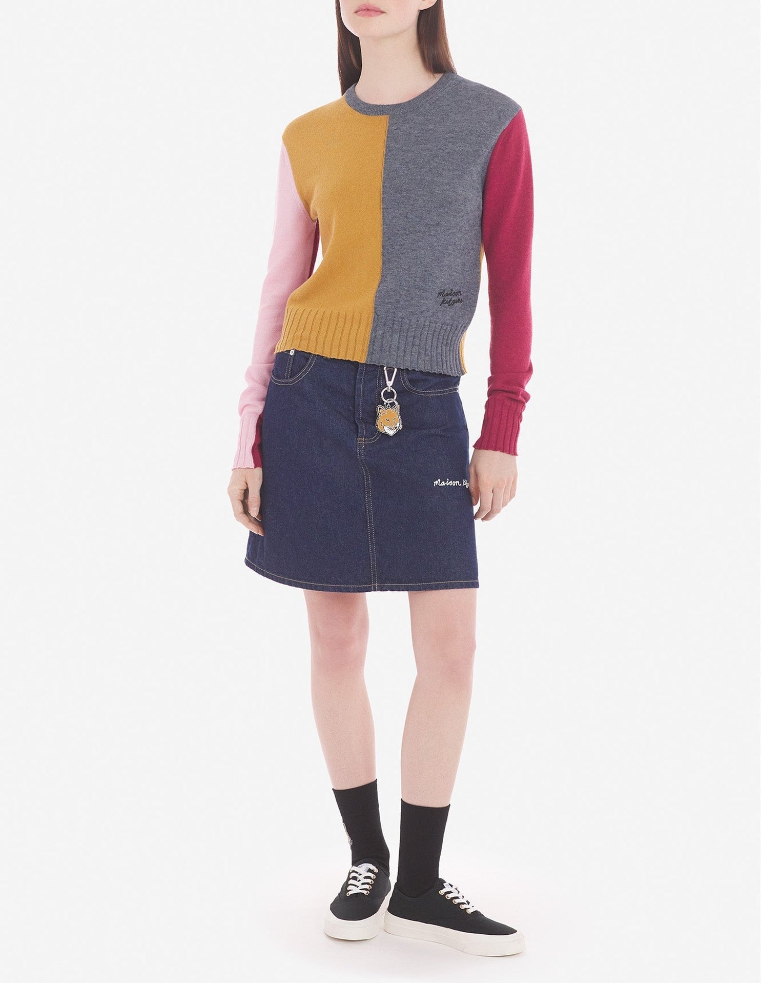 Pull à blocs de couleurs en laine mélangée - Mustard & stone