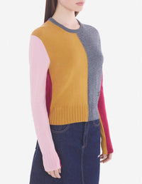 Pull à blocs de couleurs en laine mélangée - Mustard & stone