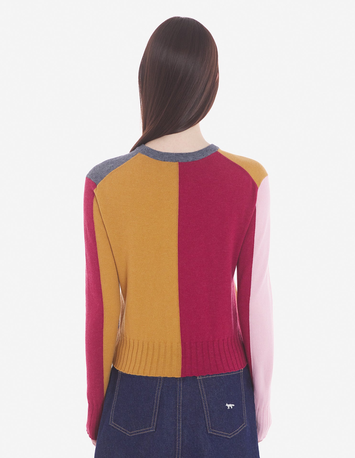 Pull à blocs de couleurs en laine mélangée - Mustard & stone