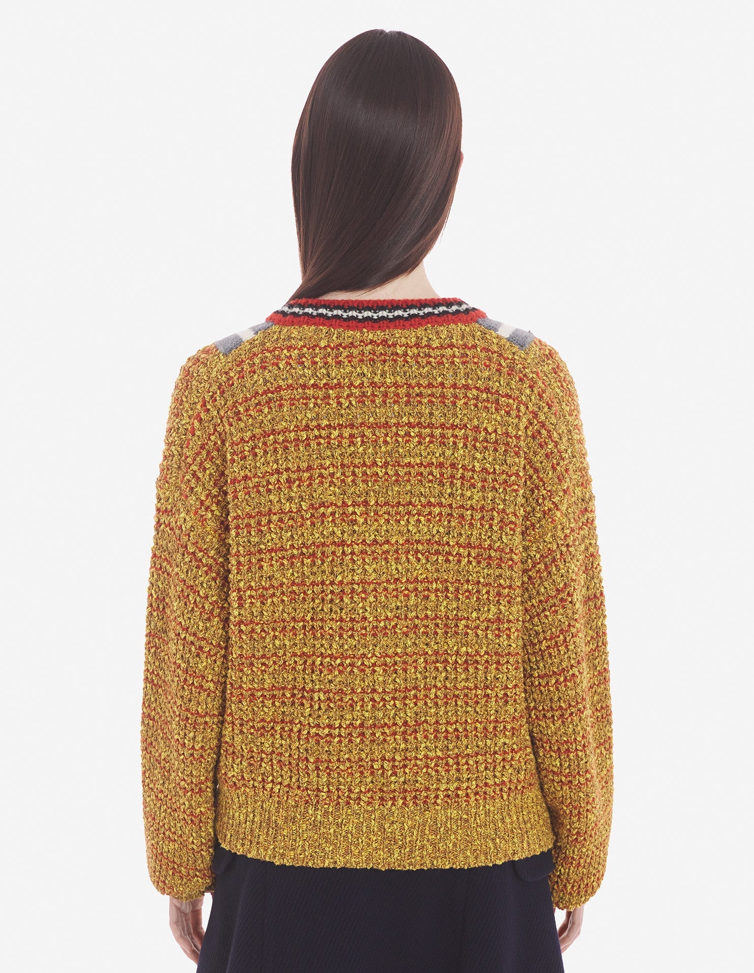 Wool blend v-neck jumper - Mustard melange