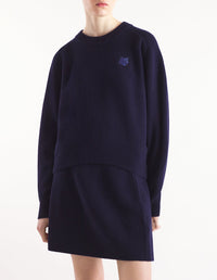Pull Bold Fox Head côtelé en laine et cachemire - Ink Blue