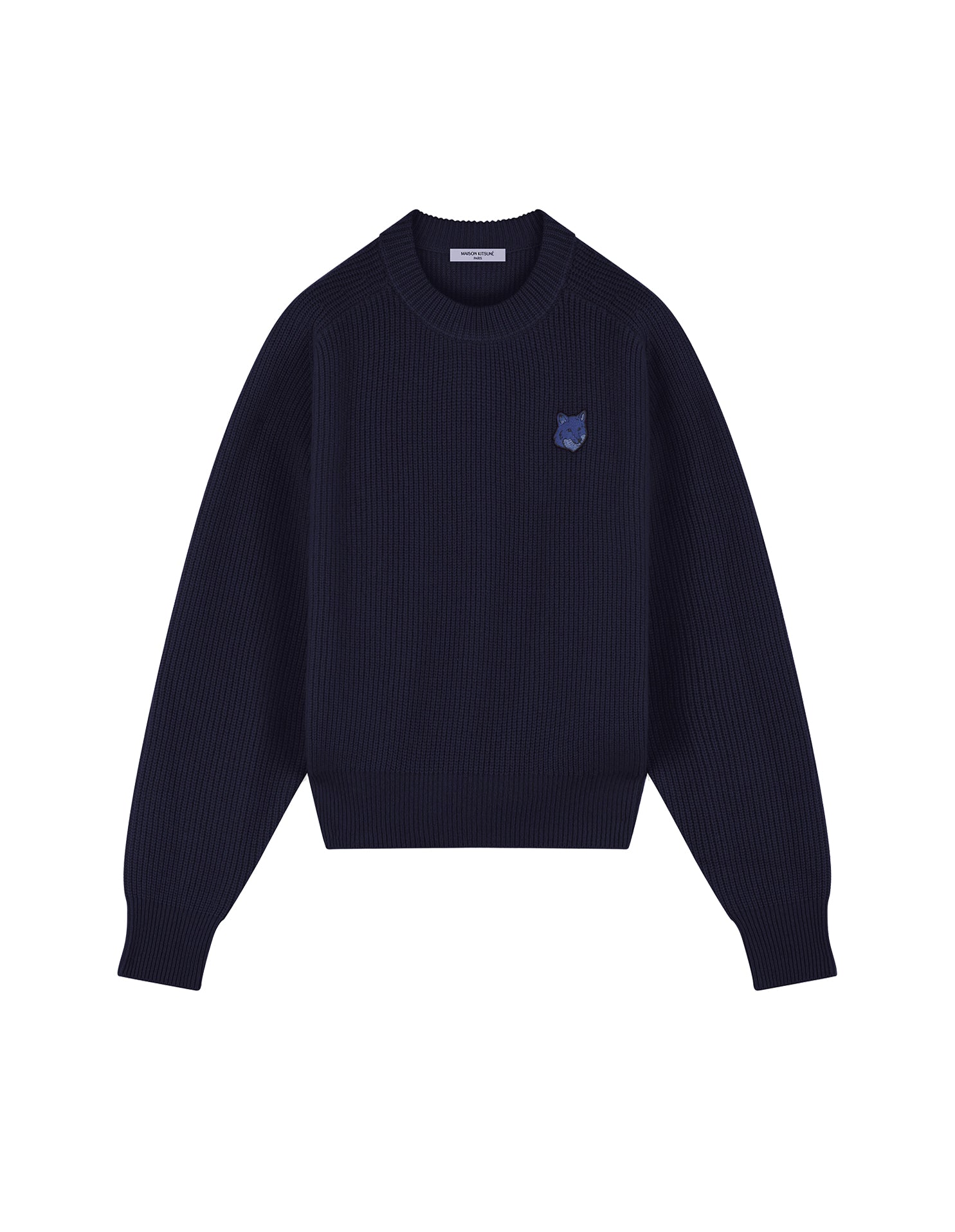 Pull Bold Fox Head côtelé en laine et cachemire - Ink Blue
