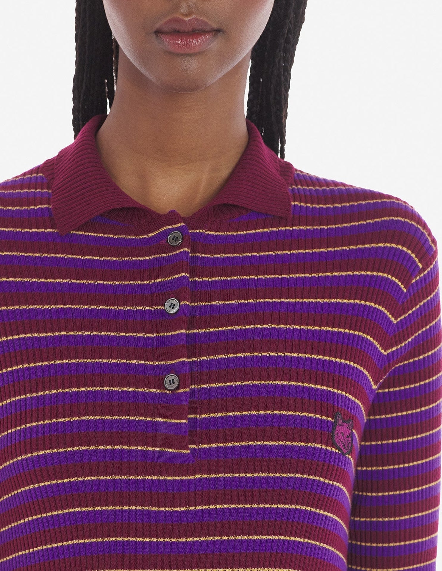 Robe Bold Fox Head à rayures en laine - White Stripes