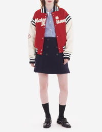 Teddy jacket in wool felt and leather - Burnt Red
