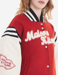 Teddy jacket in wool felt and leather - Burnt Red