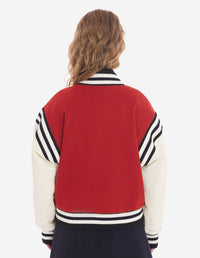 Teddy jacket in wool felt and leather - Burnt Red