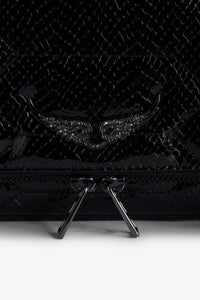 Pochette Rock Glossy Wild matelassée en cuir - Noir