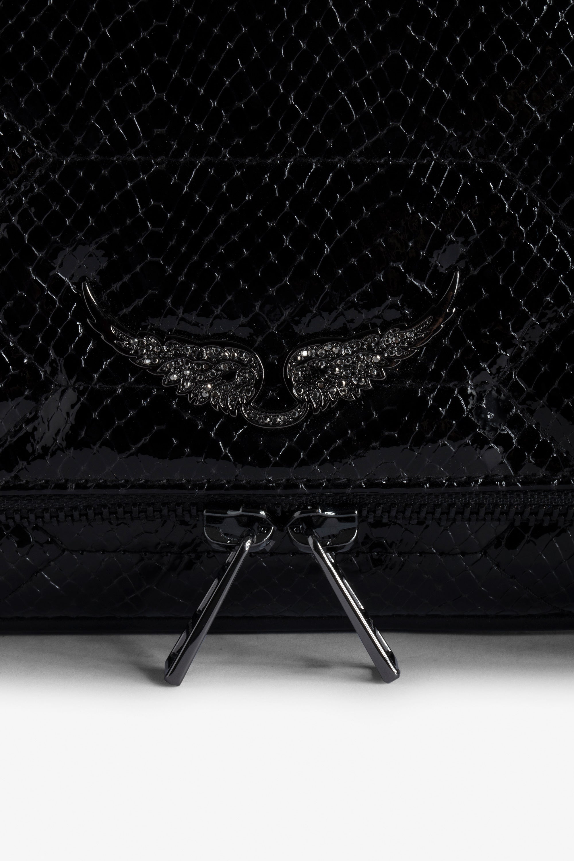 Pochette Rock Glossy Wild matelassée en cuir - Noir
