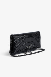 Pochette Rock Glossy Wild matelassée en cuir - Noir