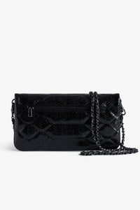 Pochette Rock Glossy Wild matelassée en cuir - Noir