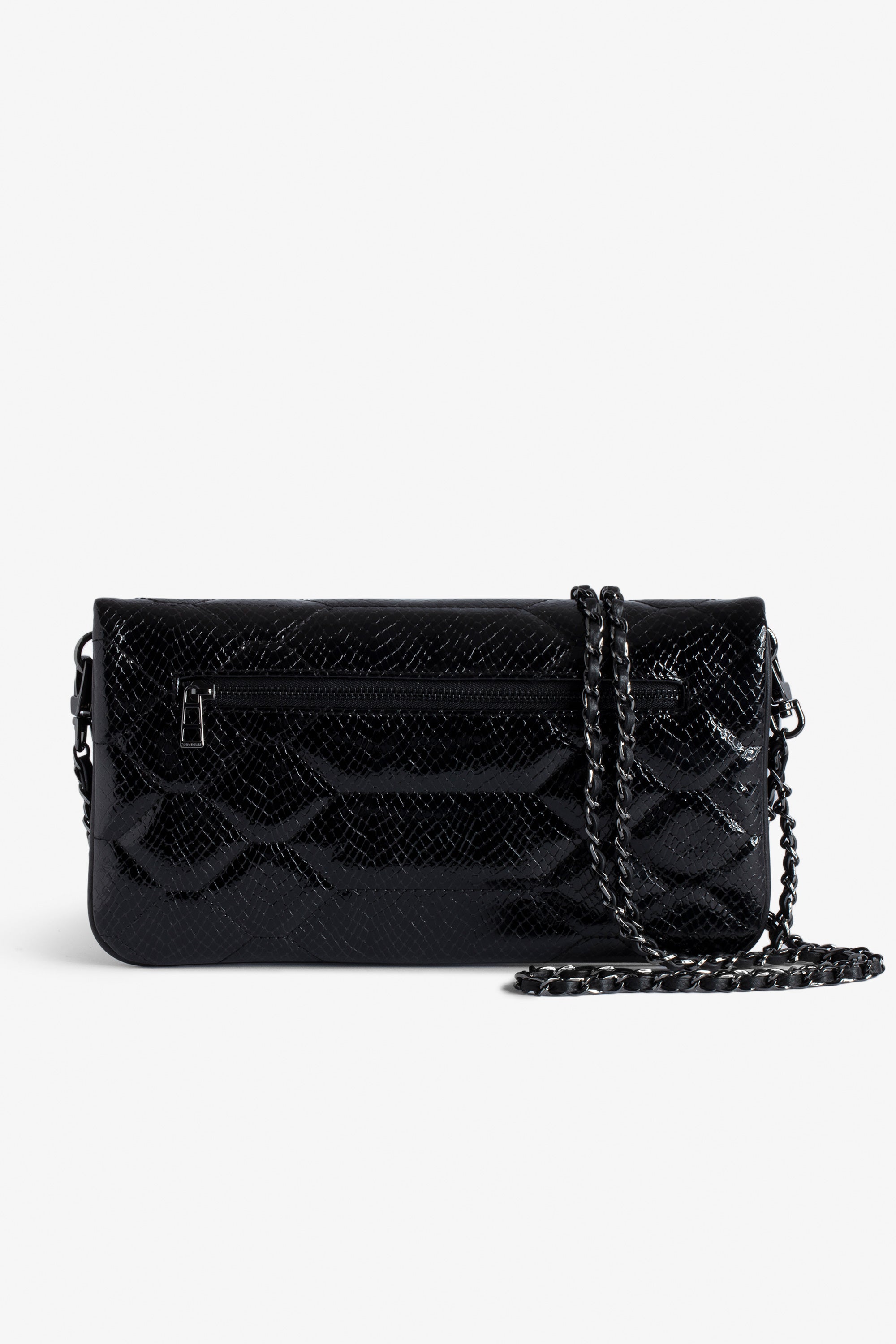 Pochette Rock Glossy Wild matelassée en cuir - Noir