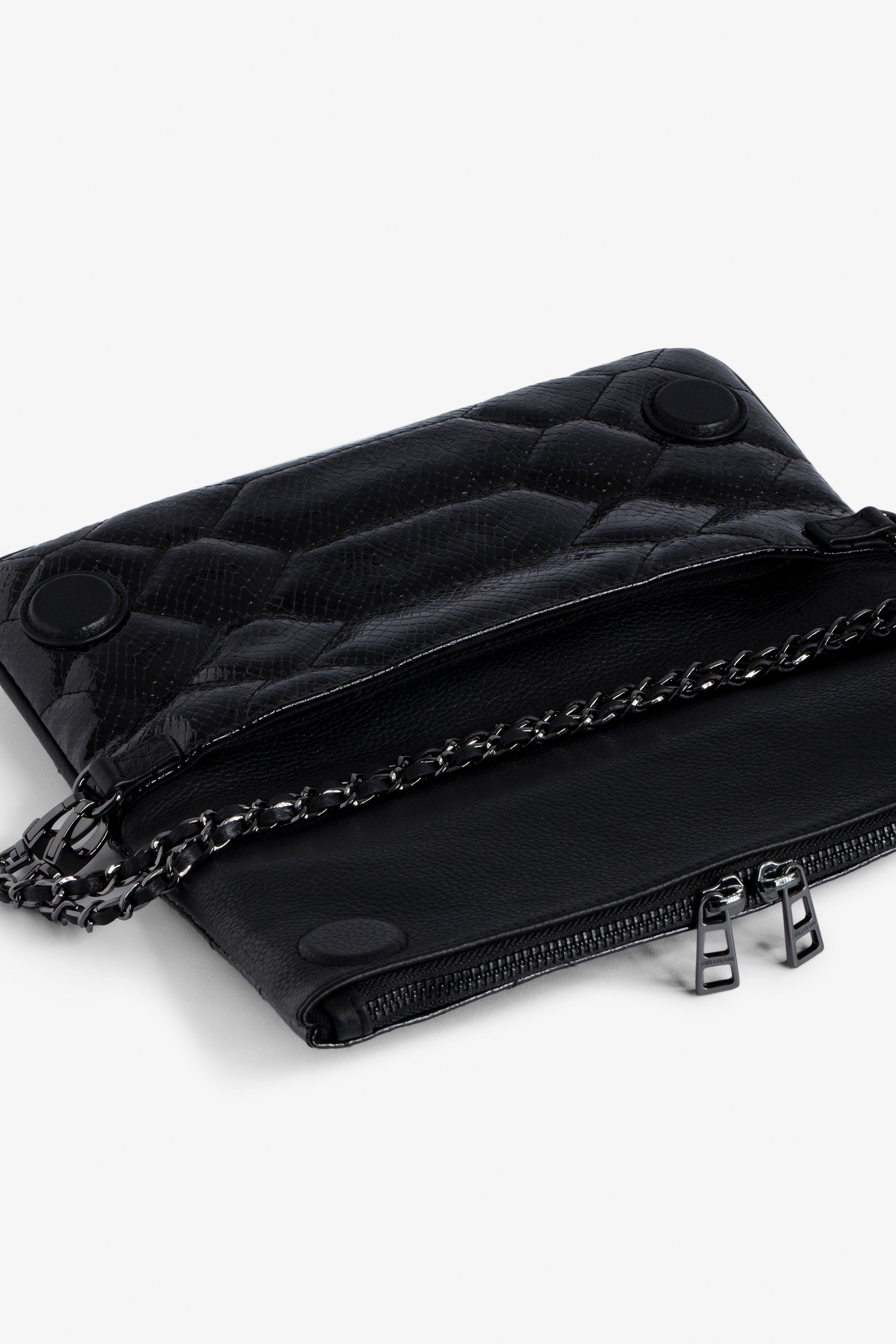 Pochette Rock Glossy Wild matelassée en cuir - Noir